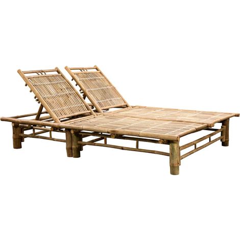Maison Exclusive - 2-Personen-Sonnenliege mit Auflagen Bambus (1/5)