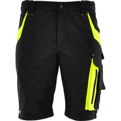 Short de travail Neoflex Sara 24H, taille XL, noir et jaune réfléchissant