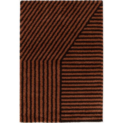 Tappeto da interno a righe marroni e terracotta (1/5)