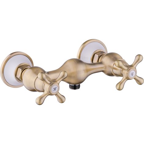 PaulGurkes Bronze Duscharmatur Messing Antik Zweigriffmischer Retro (1/2)