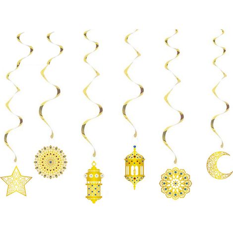 Guirlande Ramadan - Décoration Eid Mubarak Étoile Lune - Papier Cartonné Brillant - Pour Fête Islamique Mariage Anniversaire - Lot de 24 Pièces (1/5)