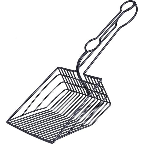 MINKUROW Pala Para Arena Para Gatos, Pala Grande Para Arena Para Gatos, Pala De Metal Para Arena Para Gatos, Pala Duradera Para Arena Para Gatos Fácil De Tamizar, Para Mascotas, Gatos, Perros (Negro) (1/2)
