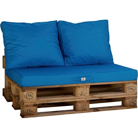 Lot matelas pour palette déhoussable avec assise de 120x80x10cm et dossier Bleu Petrole (1/4)