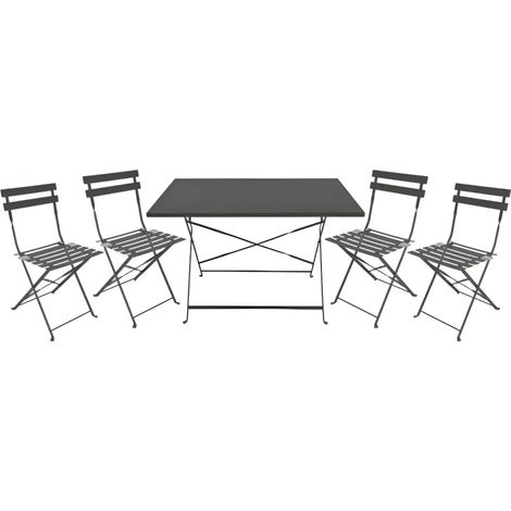 Set Tavolo da Giardino Rettangolare 70x110 cm con 4 Sedie Antracite (1/3)