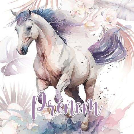 Papier peint panoramique enfant avec prénom personnalisable - Cheval - 195 cm x 195 cm (1/2)