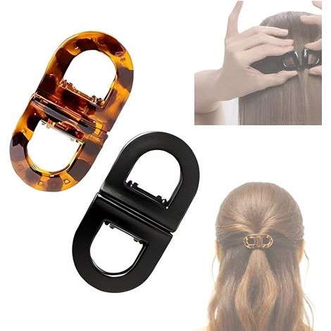 Magnetische Haarspangen, 2er-Pack, sicherer, rutschfester Halt, 2-in-1-Design, für den täglichen Gebrauch, sanft zu allen Haartypen, Schwarz/Braun (1/5)
