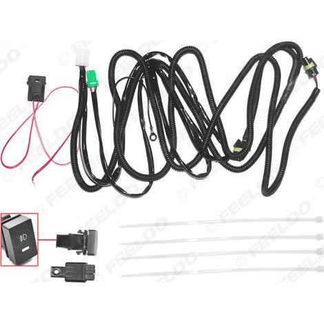 Faisceau de câblage pour phares automobiles compatible avec les feux antibrouillard Ford 9005, les feux de jour/feux de travail, interrupteur 12 V et faisceau de câblage pour phares au xénon.