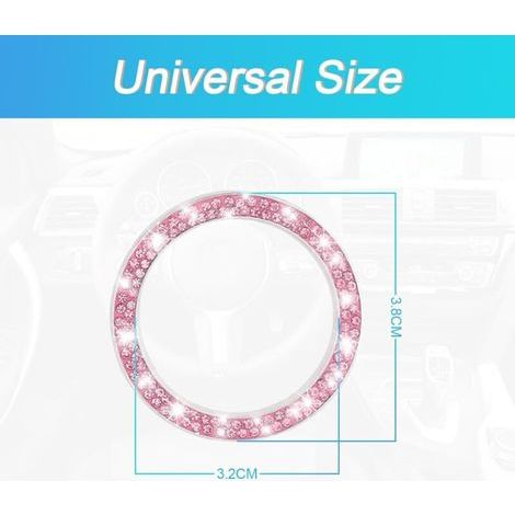 2 Pièces Couvercle Du Bouton De Démarrage Du Moteur De Voiture En Strass Cristal, Auto Moteur Démarrage Arrêt Cristal Strass Bouton Anneau Autocollant, Voiture Décor Accessoires (Rose) (1/4)