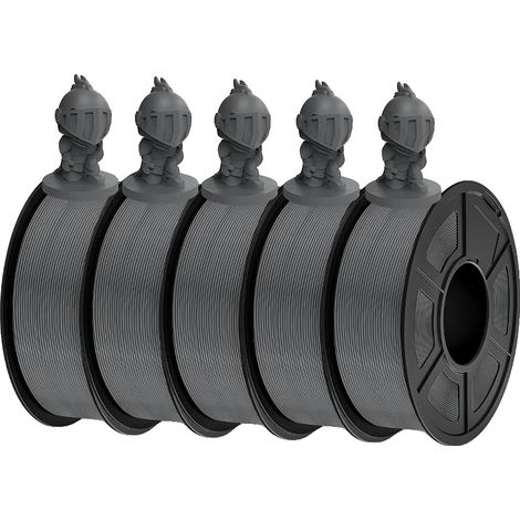 Filamento per stampante 3D, PETG, alta resistenza, PLA grigio, 5 rotoli (1/2)