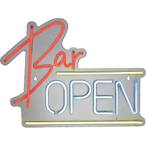 Lumière LED néon décorative bar open, 40 x 30 x 1,5 cm