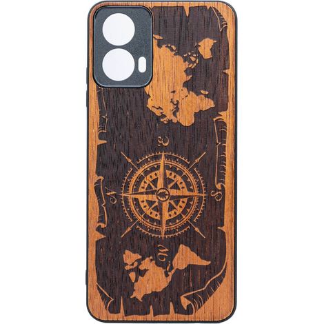 Custodia in legno Bewood per Motorola G34 5G, colore Merbau, colore rosa dei venti. (1/2)