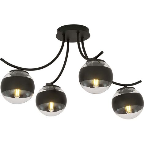 Plafoniera Moderna Coeo Acciaio Nero 4 Luci E14 Ip20 (1/5)