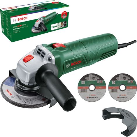 Meuleuse d’angle UniversalGrind 7-125 livré dans un carton 750 W 2 disques à tronçonner droit 1 disque à meuler pour brosser et poncer (1/5)