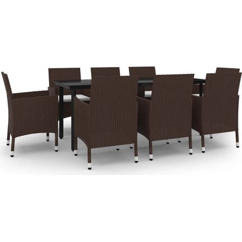 Maison Exclusive - Set da Pranzo da Giardino e Cuscini 9 pz in Polyrattan e Vetro