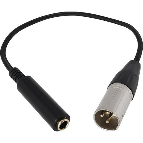 1 x 3-Pin Metal Audio Cable, Male to 6.35mm XLR Male to 1/4" Female, for Mixers, Microphones, Amplifiers, Rack Gear, Keyboards, 30cm (1/5)