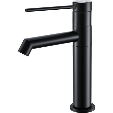 Robinet de Lavabo pour Salle de Bains Pivotant à 360°, Mitigeur Haut en Noir avec Hauteur de Bec de 122 MM, Mitigeur à Levier Unique pour Lavabo dans la Salle de Bains, les Toilettes des Invités (1/5)