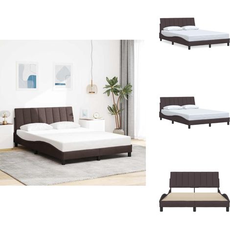 Bettgestell ohne Matratze Dunkelbraun 140x200 cm Stoff - Bettgestell - Bettgestelle - Bettrahmen - Bett