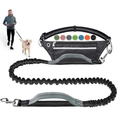 Laisse Chien Mains Libres - Laisse Rétractable Élastique avec Ceinture Ajustable - Pour Course Marche Randonnée - Pour Chiens Moyens et Grands - 1 Pièce