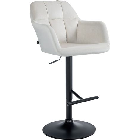 Taburete de bar trona x1 Función de rotación de 360° en terciopelo color crema con costuras decorativas base de metal negro 100005268
