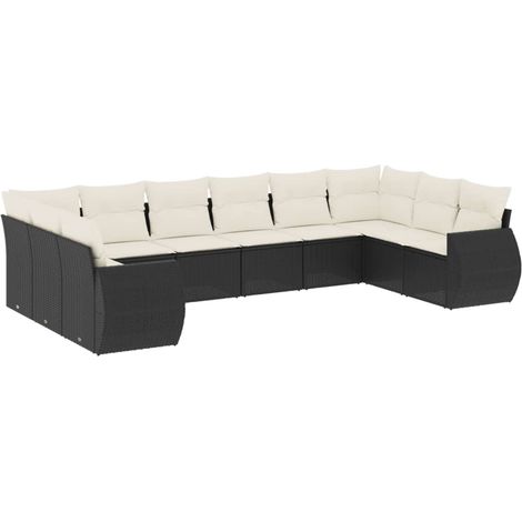 Maison Exclusive - Set de sofás de jardín 10 pzas cojines ratán s (1/5)