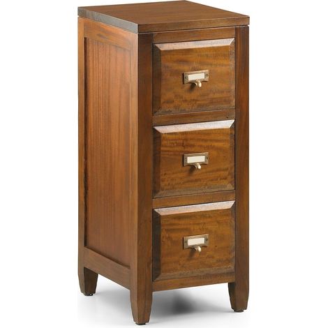 Rangement 3 tiroirs coloniale en bois d'acajou massif Falkane 30cm (1/4)
