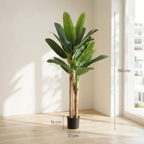 Lot de 2 plantes artificielles intérieurs 150 cm bananiers en pot décoration pour maison, bureau, salon, chambre (1/5)