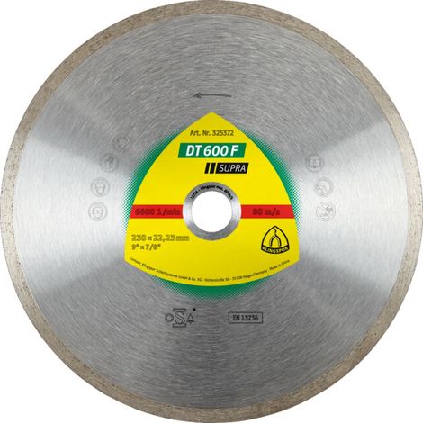 Disque à tronçonner Ø115mm diamanté carrelage - Type DT 600 F - Klingspor 325368 (1/2)