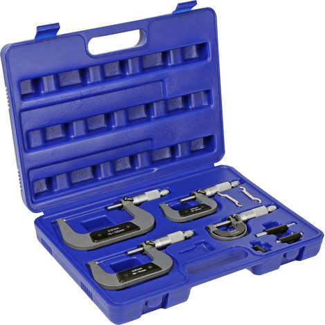 Set de 4 micrómetros 0-100mm Calibrador Micrómetro de exteriores Tornillo Palmer Medición Precisión