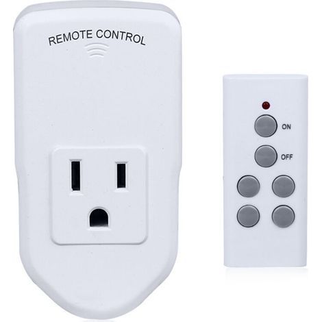 Prise de courant sans fil avec télécommande, adaptée aux lampes, ventilateurs, guirlandes lumineuses, petits appareils électroménagers, longue distance, blanc, 10A/1200W, 1 télécommande + 1 prise (san (1/4)