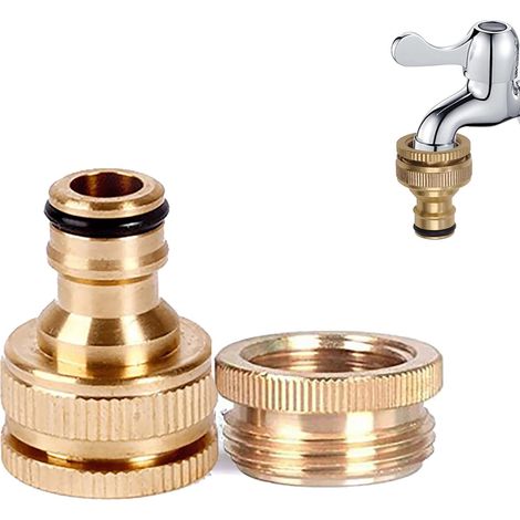 20mm to 25mm Brass Garden Tap Connector with Thread - Brass Quick Connector for Irrigation Hoses (1/5)