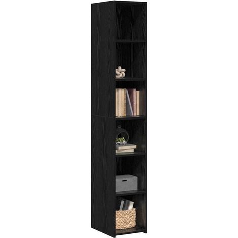 Meuble de Rangement Haut en Bois d'Ingénierie, Armoire Étroite avec Finition Chêne Noir, 30 x 41 x 185 cm (1/5)
