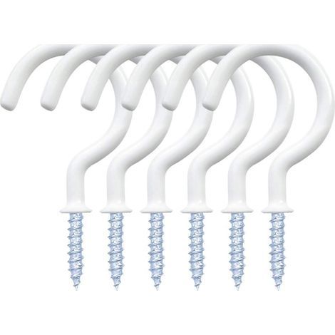 Pack of 12 multi-purpose vinyl ceiling hooks, for indoor and outdoor use (white, 3.8 cm) (1/5)