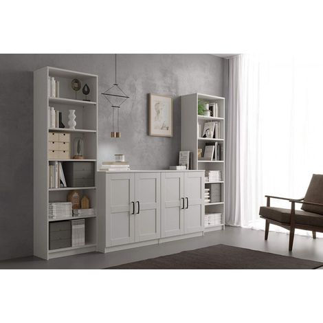 Abitare – Meuble vitrine 87 cm blanc mat – Structure panneaux composites – Dimensions L 80 x P 44,5 x H 87 cm – Design moderne et rangement pratique
