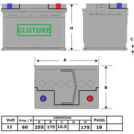 Batterie Clôture 12v 60ah Renforcée Autonomie Fiable Pour Clôtures électriques - Doro