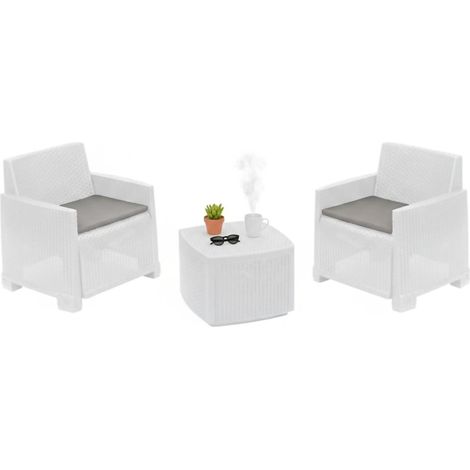 Gartenmöbel-Set Ari, 2-Sitzer Outdoor Lounge, Tisch Made in Italy, Weiß