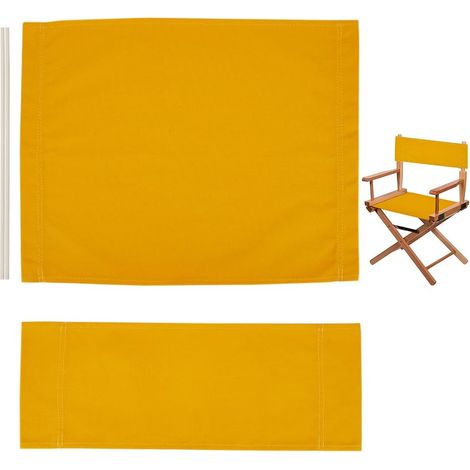 Kit de Housses de Chaise de Réalisateur Décontractées en Toile de Rechange Dorées avec Siège et Dossier en Tissu Polyester avec Bâton en Bois pour Siège de Réalisateur Pliable Portable (1/5)