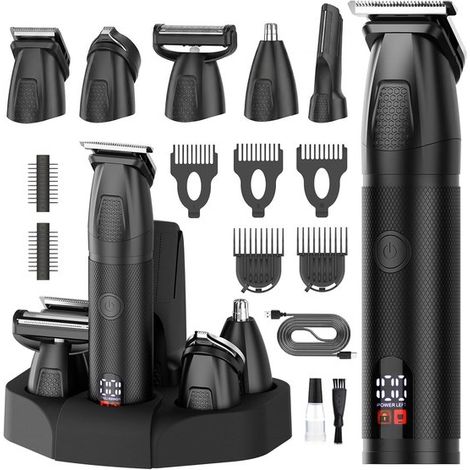 Tondeuse à cheveux et à barbe pour hommes Manscape, kit de soin étanche 6 en 1, utilisation sur peau sèche ou humide, rechargeable avec station d'accueil. (1/5)