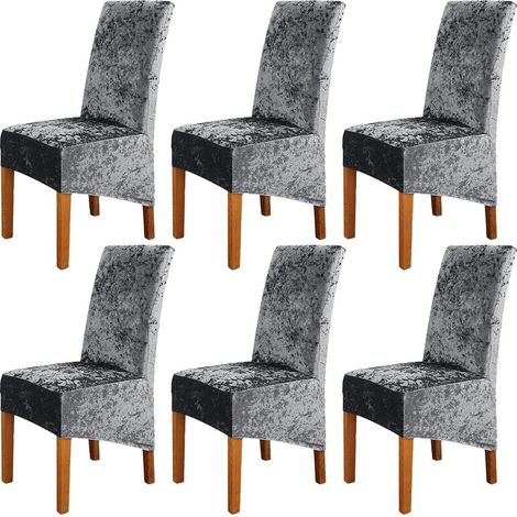 Set of 6 stretchable, removable and washable dining chair covers - For banquets, kitchens, wedding parties, dining rooms (dark grey) (1/5)