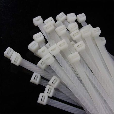 Fascette stringicavo bianche da 25 cm (confezione da 100) Resistenza 70 libbre, fascette per cavi resistenti di Bolt Dropper, fascette stringicavo in nylon autobloccanti per interni ed esterni (1/5)