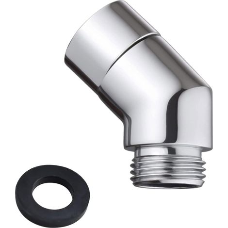 Adaptateur de douchette à 135 degrés, adaptateur de tuyau de douche, tête articulée, coin de douche, adaptateur de tuyau de douche, joint en caoutchouc (argent) (1/5)