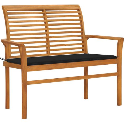 Panca da giardino mobili da giardino per esterni terrazza con cuscino nero 112 cm legno massello di teak 020011521