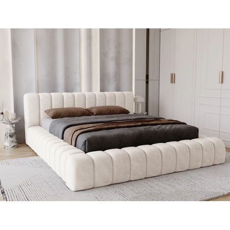 Lit rembourré avec rangement 180x200 velours crème Italia (1/5)
