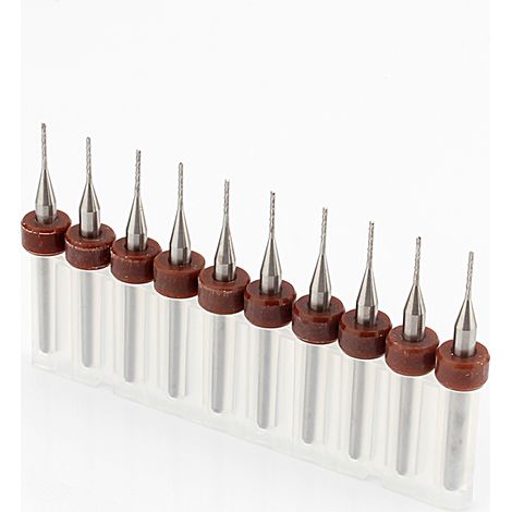 10 Hartmetallbohrer 0,8 mm, Wolframstahl-Lochbohrer, CNC-/PCB-Gravierwerkzeug (1/5)