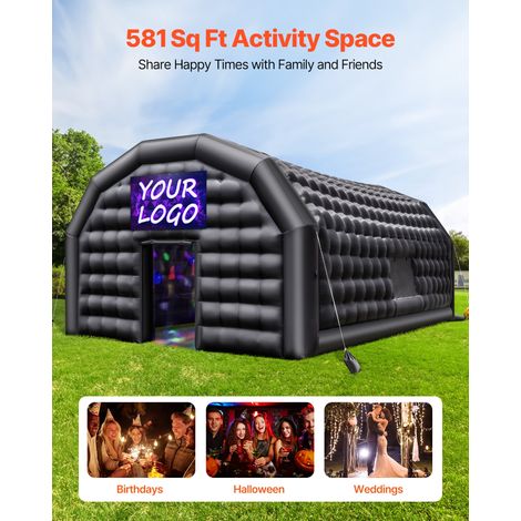 Tente de Fête Gonflable, 9 x 6 x 4 m, Tente Cube Gonflable, Discothèque Boîte de Nuit Club à Gonfler avec Souffleur 1100 W, Sac de… (1/5)