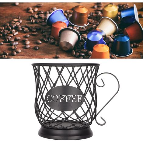 Panier de rangement en fer forgé de style européen, panier de rangement pour capsules de café, panier à fruits ménager, noir. (1/5)