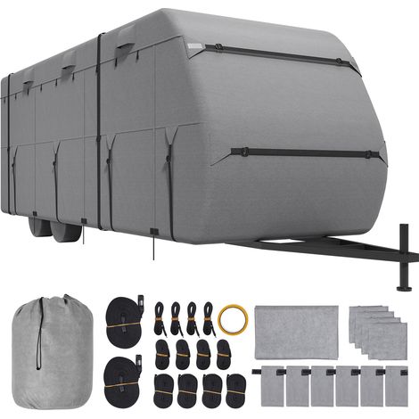 Mophorn Travel Trailer Cover, 22-24 ft, 4-Lagen, wasserdicht, einfach mit einem feuchten Tuch für täglichen Schmutz abwischen.