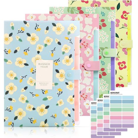 4 Pack Trieur 6 Compartiments A4 Trieur Document Pochette Trieurs Porte Document Fleur Classeur Trieur Document Pochette Trieurs Bouton Rabattable Pour Protéger les Documents (1/5)