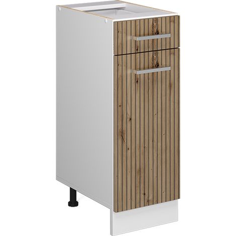 Mueble bajo de cocina R-Line, Roble artesanal, 30 cm sin encimera, Vicco