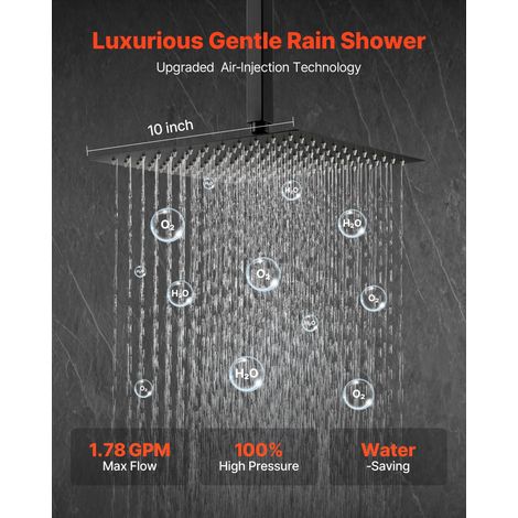 Ensemble de Robinetterie de Douche Encastrable, Système de Douche de Pluie avec Pommeau de Tête Carré 25,4 cm, Douchette à Main et… (1/5)
