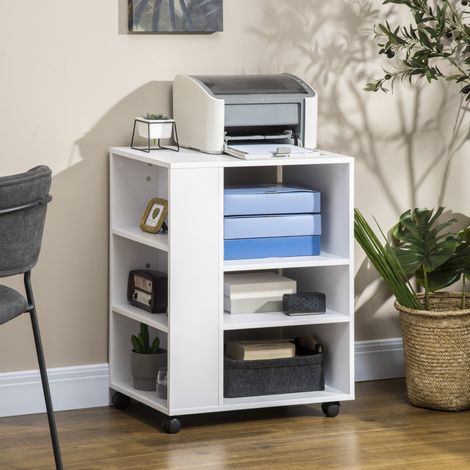 Meuble pour imprimante, meuble d'appoint pour bureau, chambre, cuisine, salon, 60 x 40 x 75,8 cm, blanc (1/5)